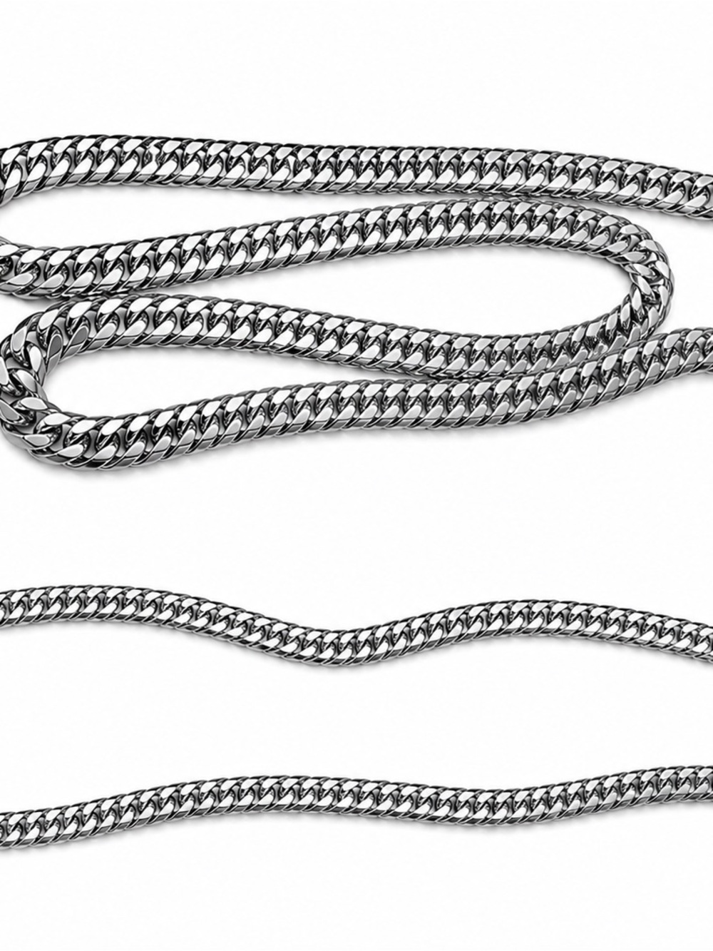 Sterling-Style Stainless Steel Cuban Link Chain Necklace - Silver